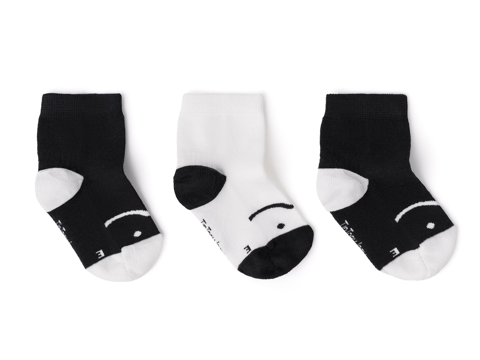 Kit 3 Pares de Medias Barefoot Tip Toey Joey Smile Negra y Blanca