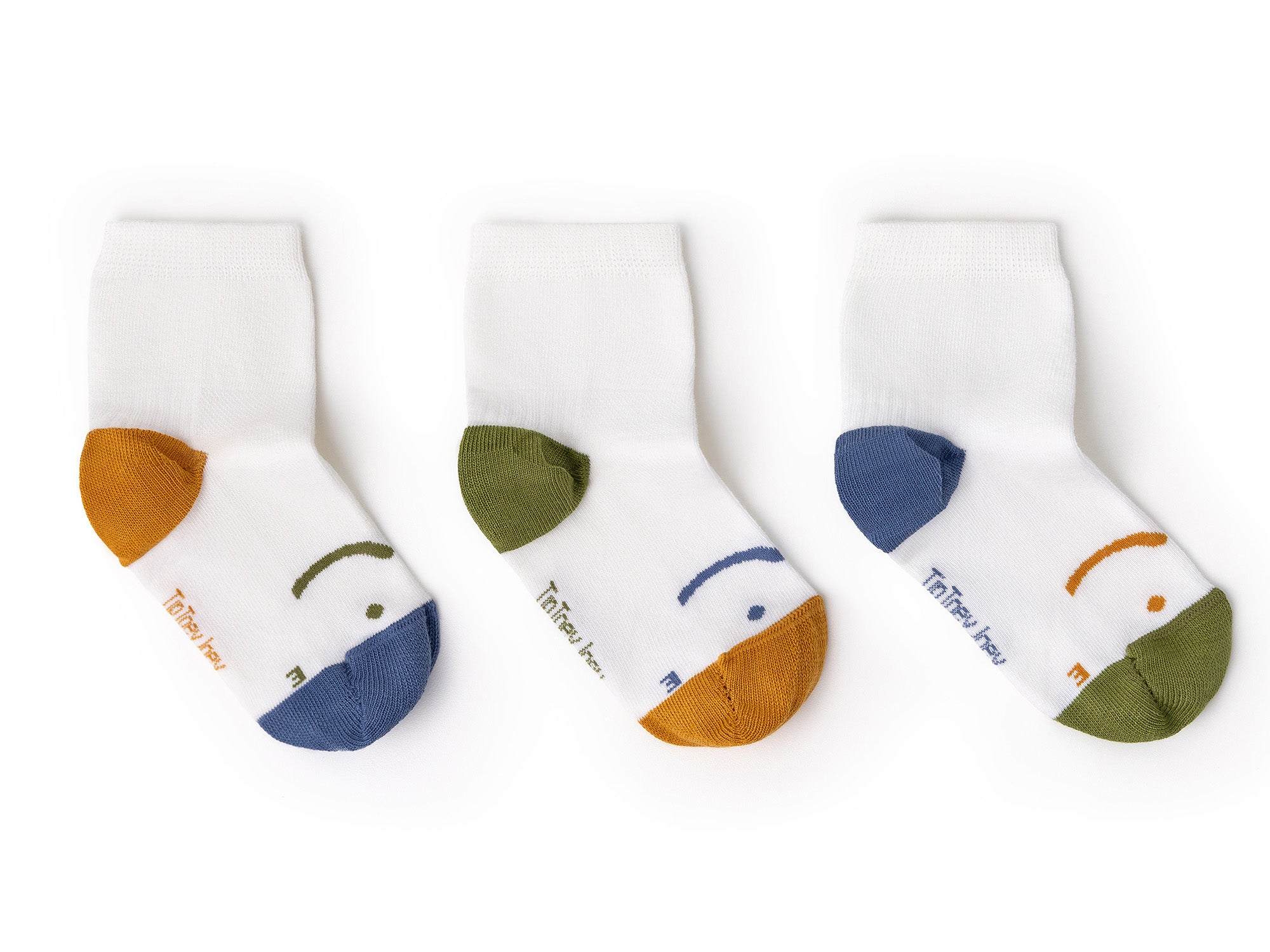 Kit 3 Pares de Medias Barefoot Tip Toey Joey Smile Verde/Azul/Amarillo 2