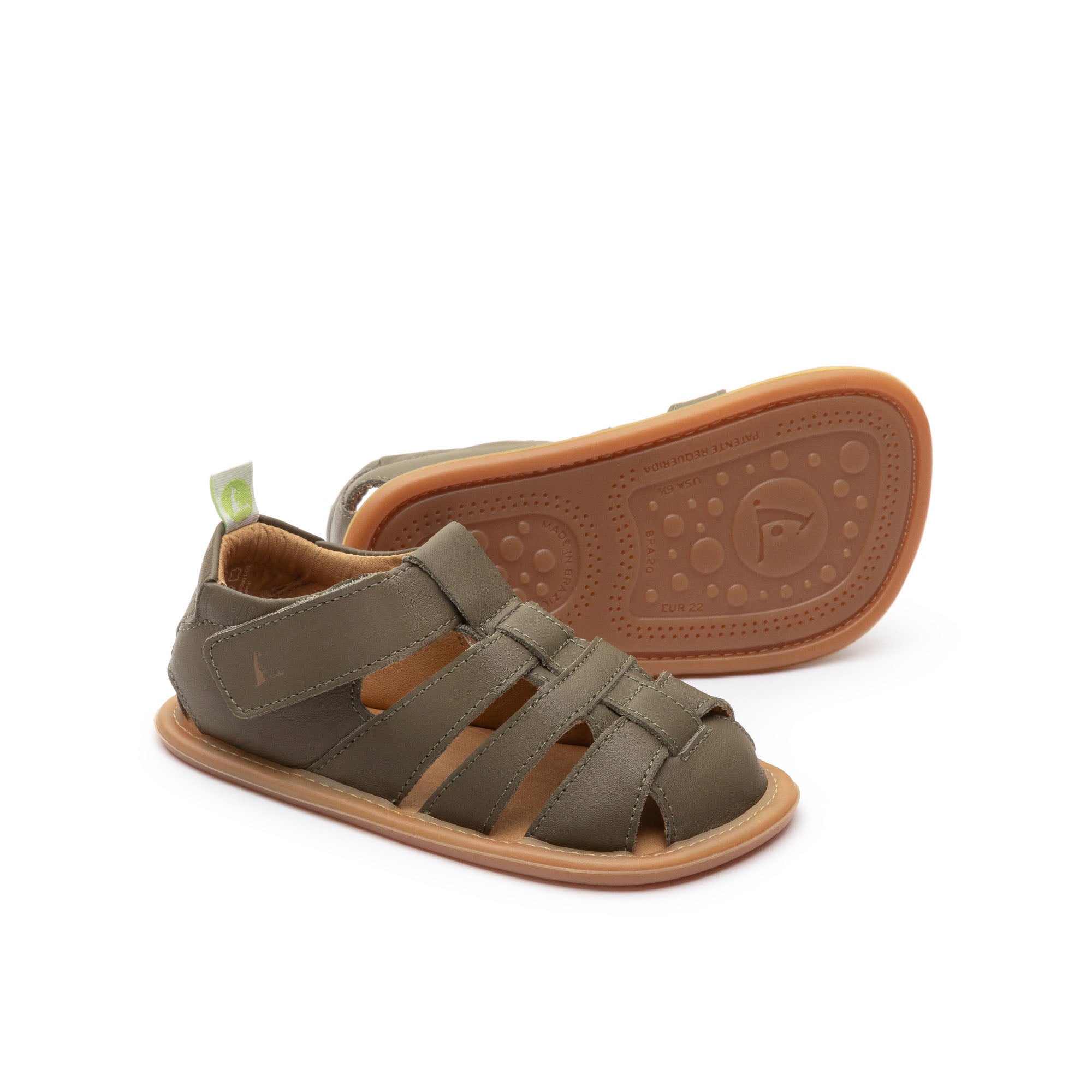 Sandalia Bebe Barefoot Tip Toey Joey Sandy Mineral Green