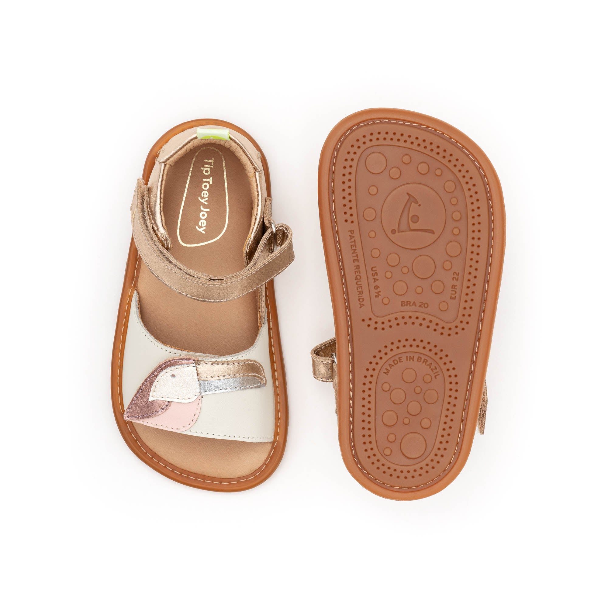 Sandalia Bebe Barefoot Tip Toey Joey Toucan Metalic Salmon 6