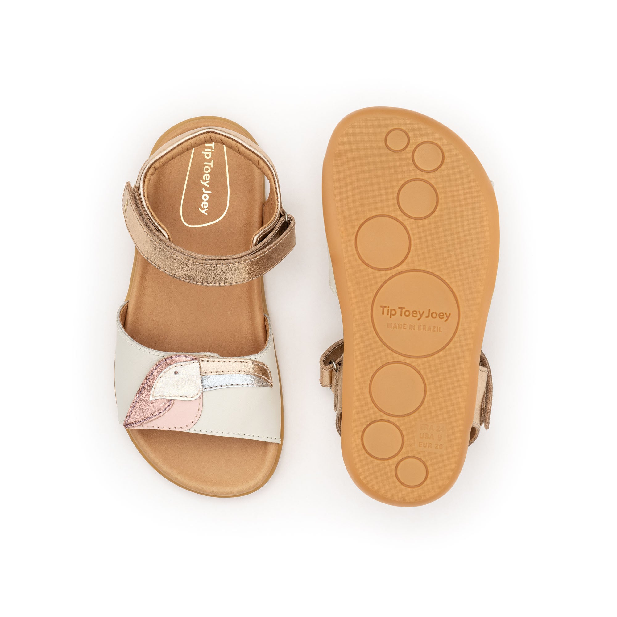 Sandalia Infantil Barefoot Tip Toey Joey Toucan Metálica Salmón 2