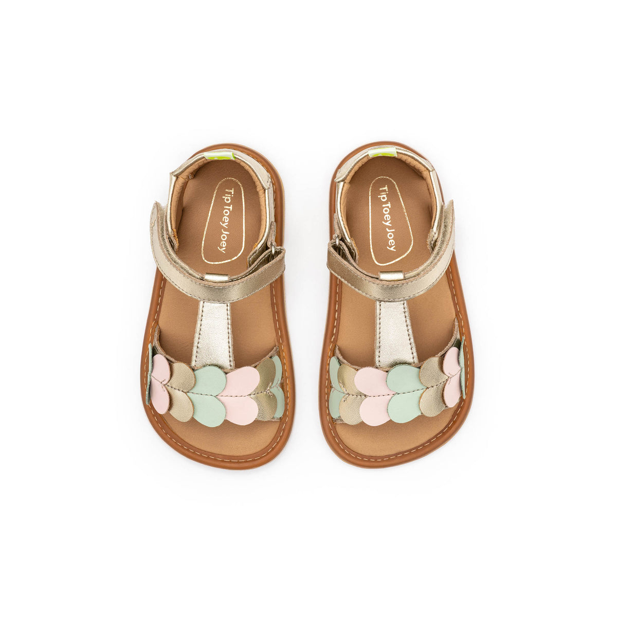 Sandalia Bebé Barefoot Tip Toey Joey Lovely Dorada/Verde/Rosa