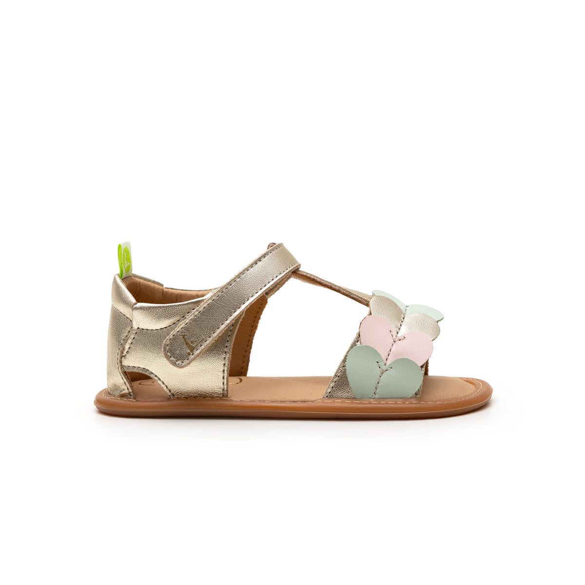 Sandalia Bebé Barefoot Tip Toey Joey Lovely Dorada/Verde/Rosa