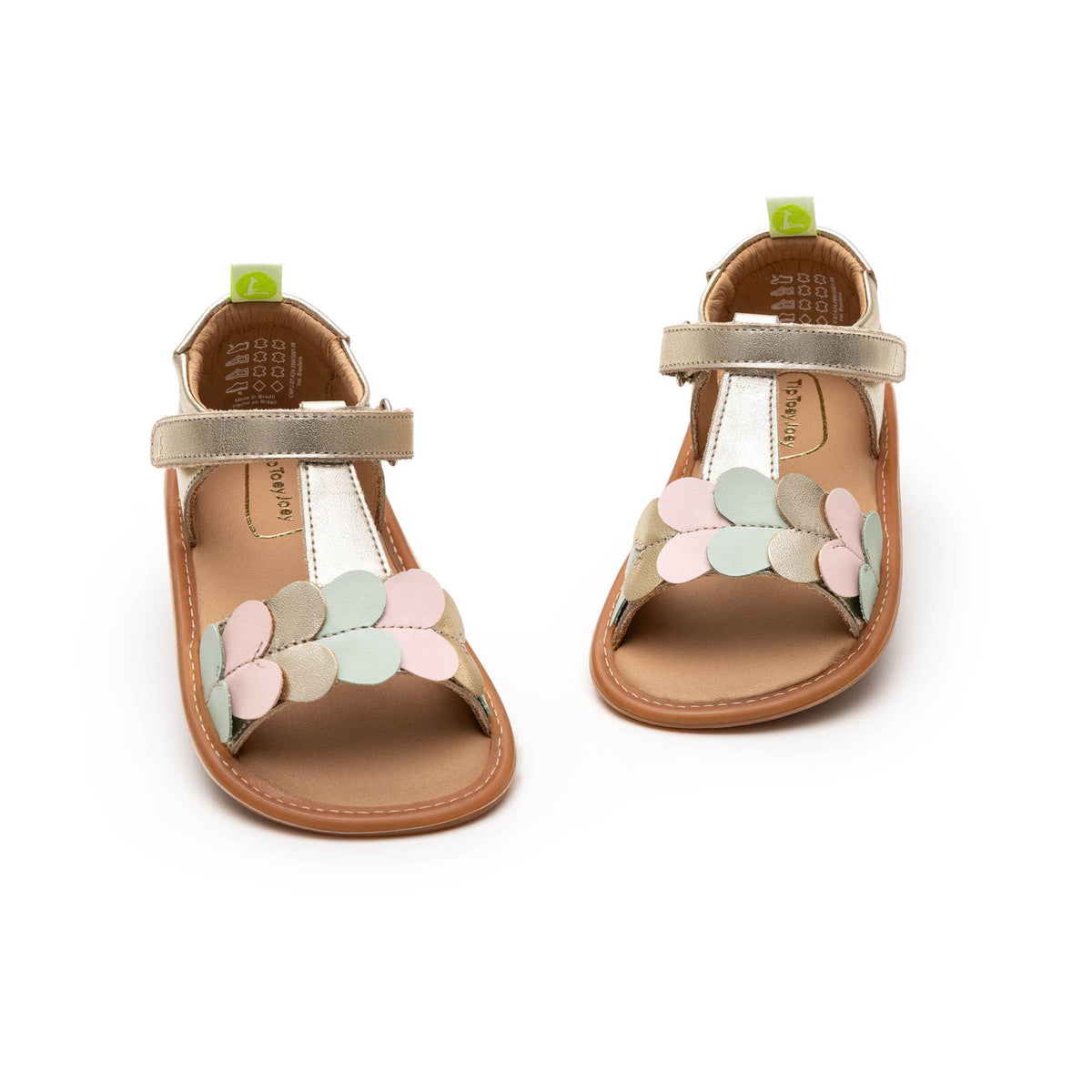 Sandalia Bebé Barefoot Tip Toey Joey Lovely Dorada/Verde/Rosa
