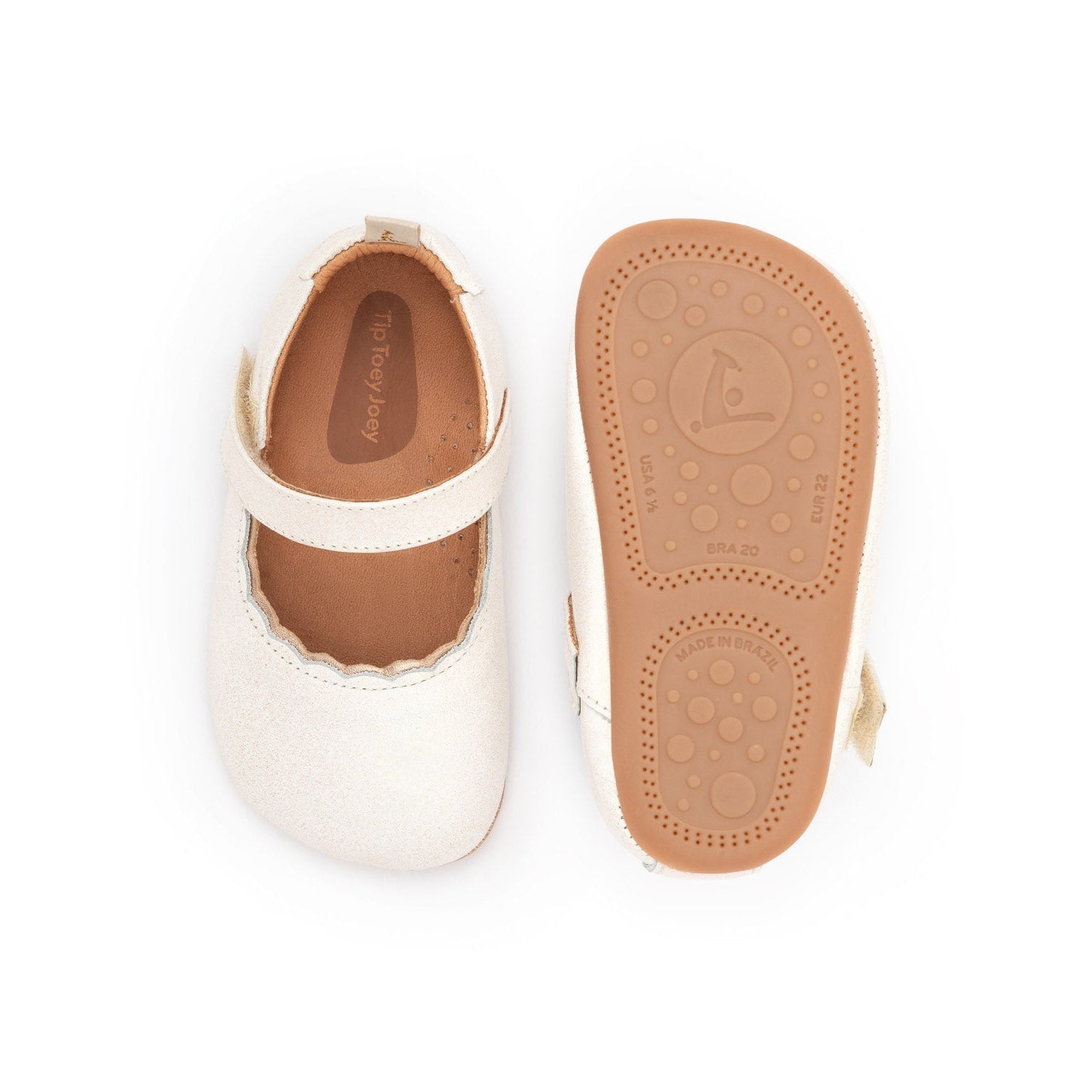 Chatita Bebe Barefoot Tip Toey Joey Roundy Beige Brilloso