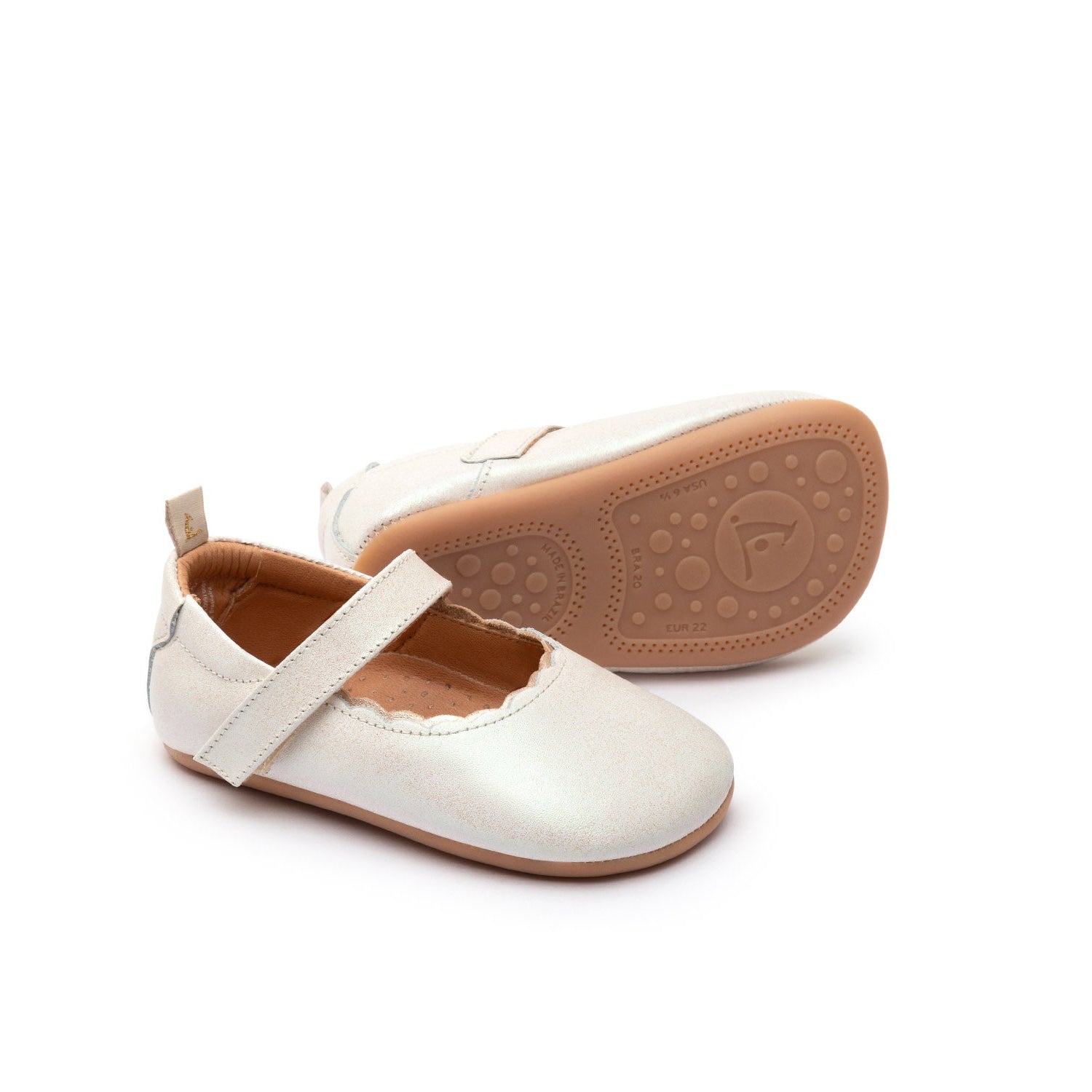 Chatita Bebe Barefoot Tip Toey Joey Roundy Beige Brilloso 8