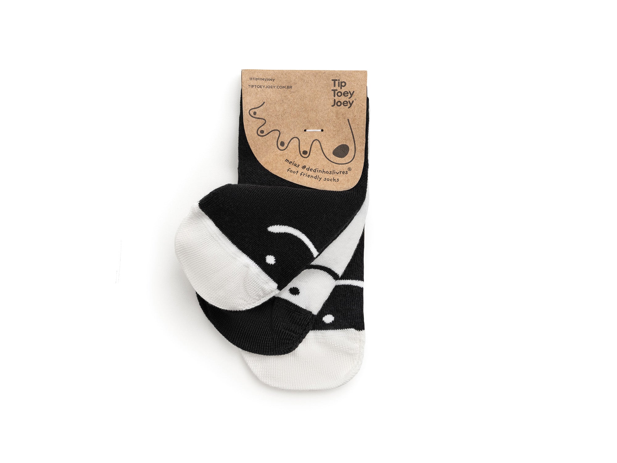 Kit 3 Pares de Medias Barefoot Tip Toey Joey Smile Negra y Blanca 5