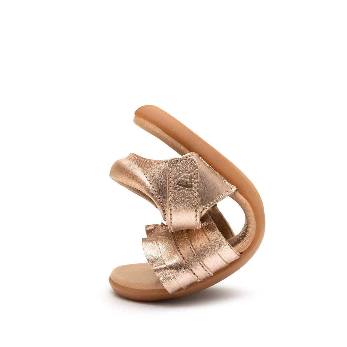 Sandalia Infantil Barefoot Tip Toey Joey Ruffle Metalica